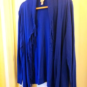 Fringe cardigan, sapphire blue